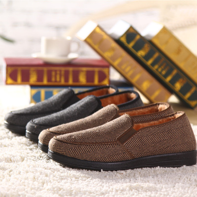 俊盛男鞋 老北京布鞋批發(fā)，條紋厚絨保暖棉鞋廠家直銷